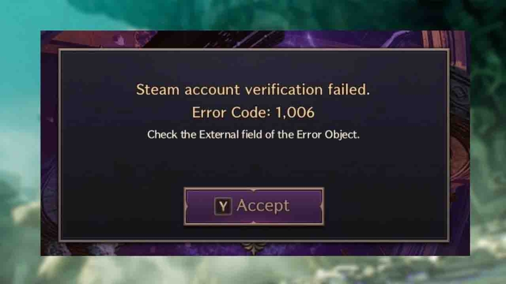 Steam Account Verification Failed Error Code 1006