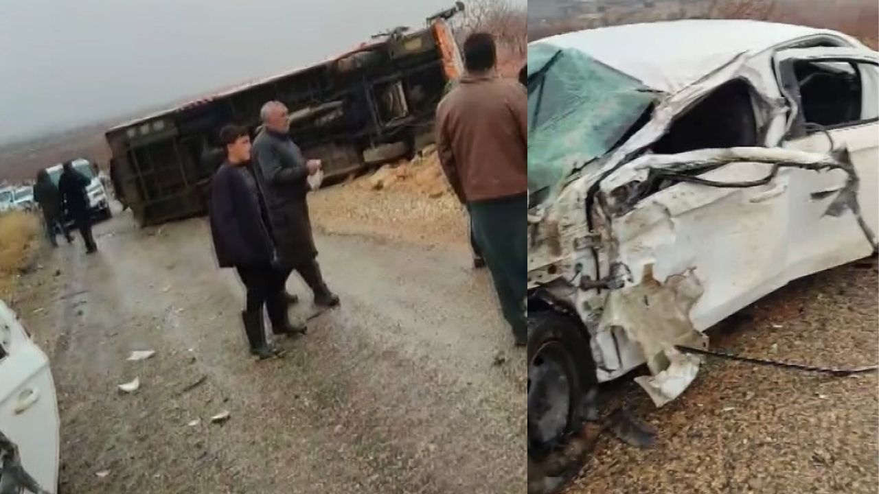 Gaziantep'te Otomobil ile Halk Otobüsü Çarpıştı